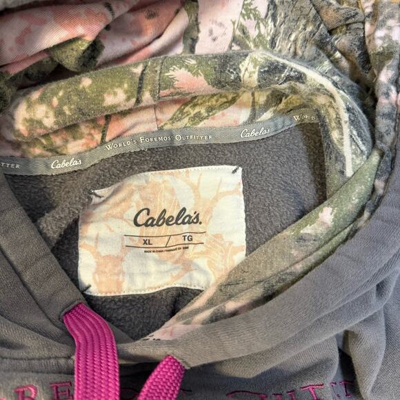 Cabela's Cozy Heavyweight Camo Hoodie Gray purple pink Women's size XL - Picture 4 of 9